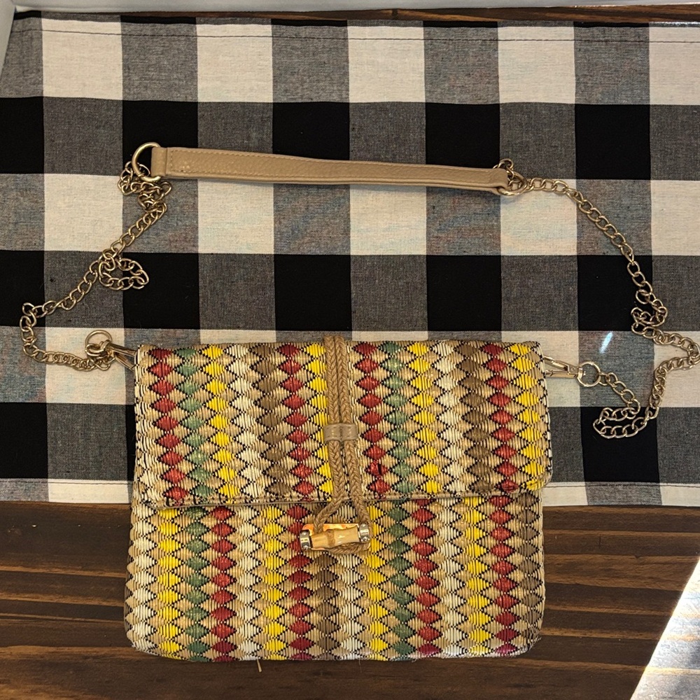 Multicolor Woven Chain Strap Bag